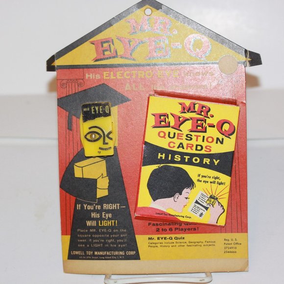 1950's Mr. Eye-Q Question Cards Plus Eye Light Lowell Toy Mfg. Co. NEW ON CARD - Picture 1 of 4